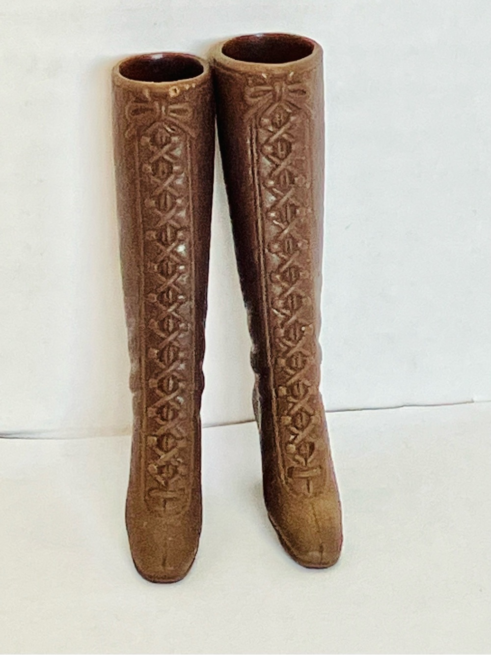 Barbie 1970 Francie Tall Lace Up Heels Brown Boots Soft Squishy Taiwan
